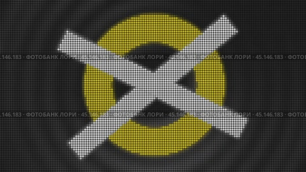 Yellow circle transforming into cross sign on digital display. Стоковое видео, видеограф Данил Руденко / Фотобанк Лори