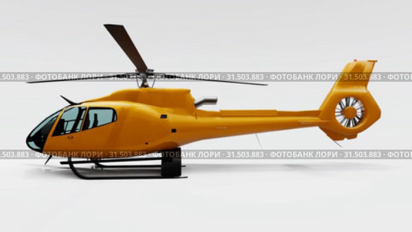 Yellow helicopter isolated on the white background. 3d rendering. Стоковая анимация, аниматор Владимир Хапаев / Фотобанк Лори