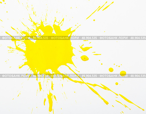 Yellow paint spots on paper, colorfull artistic image on white background. Стоковое фото, фотограф Яков Филимонов / Фотобанк Лори