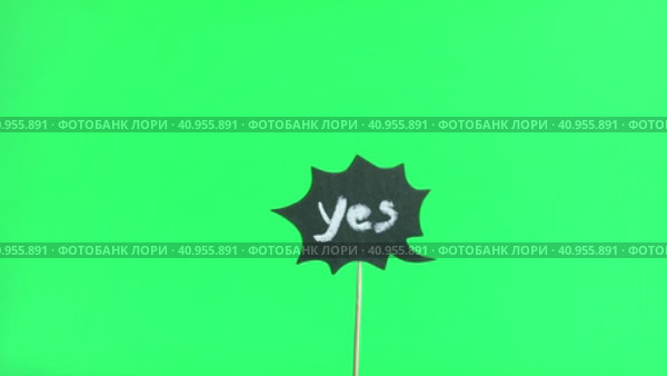 Yes Vote. YES concept, positive changes in the life, hands holding sign on the chromakey green screen background. Say yes to new opportunities. Answering Yes. Стоковое видео, видеограф Марина Демидюк / Фотобанк Лори