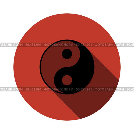 Yin And Yang Icon. Flat Circle Stencil Design With Long Shadow. Vector Illustration. Стоковая иллюстрация, агентство Ingram Publishing / Фотобанк Лори