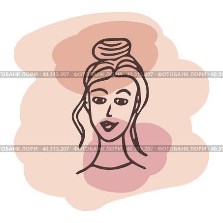 Young woman portrait. Vector design template in minimal linear style. Minimalistic modern art. Abstract illustration. Poster and t-shirt print. Beauty concept. Стоковая иллюстрация, иллюстратор Ирина Самойлова / Фотобанк Лори