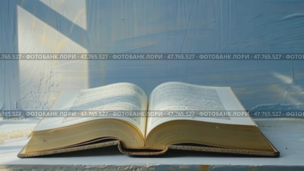 Залитые солнцем страницы открытой книги колышутся на дневном ветру на фоне расписанной стены. Стоковое AI-видео, аниматор ФотоИнтеллект / Фотобанк Лори