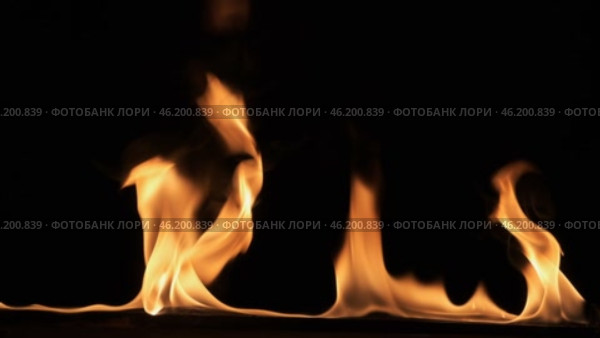 Замедленная съемка. Вспышки пламени на черном фоне. Ярко-оранжевый огонь на черном. Стоковое видео, видеограф Александр Собко / Фотобанк Лори