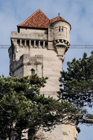 Замок Лихтенштейн (Burg Liechtenstein) на краю Венского леса к югу от Вены. Австрия (2014 год). Стоковое фото, фотограф stargal / Фотобанк Лори