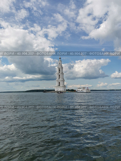Затопленная Колокольня. Калязин. (2023 год). Стоковое фото, фотограф Юлия Кваскова / Фотобанк Лори