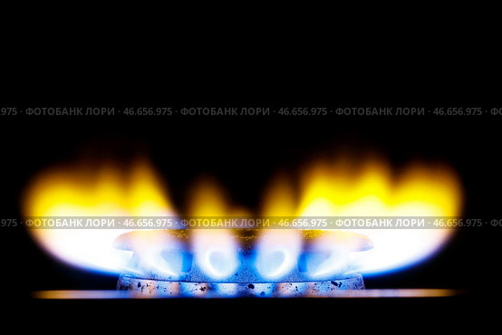 Зажженная конфорка на газовой плите. С. Стоковое фото, фотограф Елагин/Бизнес Online / ТАСС / Фотобанк Лори