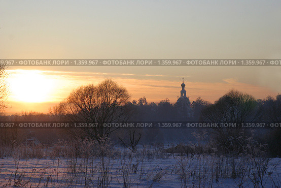 Зимний закат. Стоковое фото, фотограф Наталия Шевченко / Фотобанк Лори